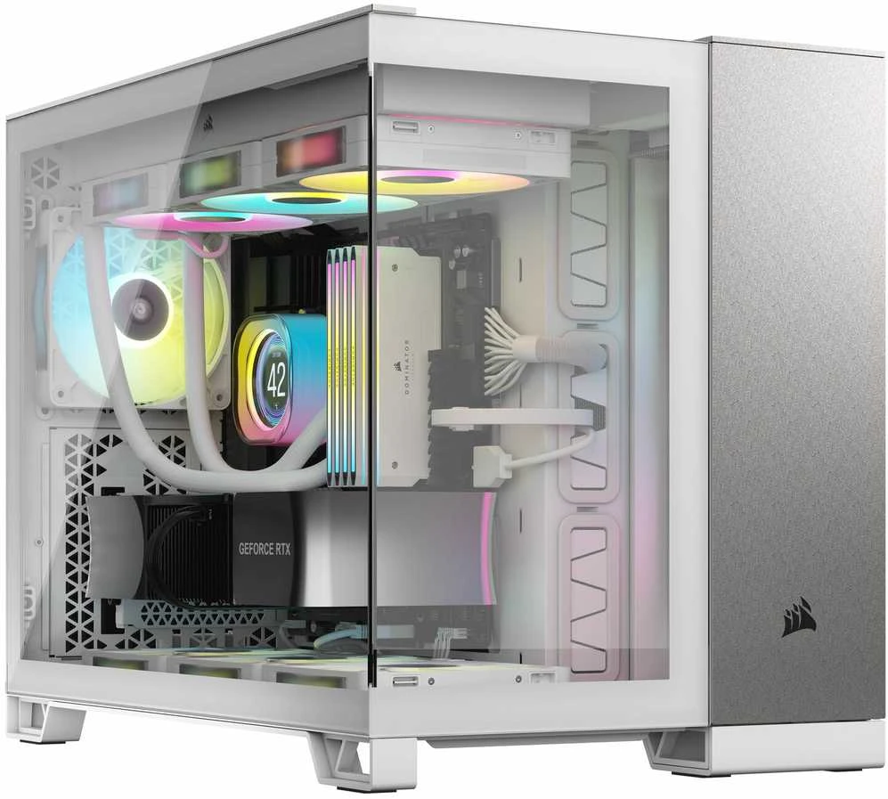Corsair 2500X Micro-ATX kompiuterio korpusas, Tempered Glass - baltos spalvos, aliuminio
