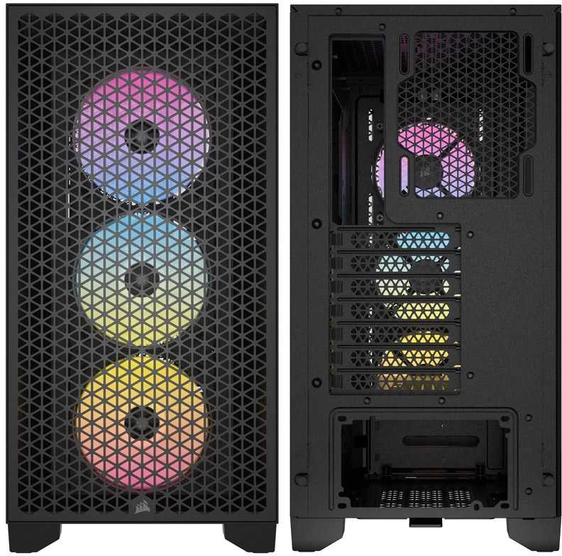 „Corsair“ | RGB grūdinto stiklo kompiuterio korpusas | 3000D | Juodas | Vidutinio dydžio bokštas | ATX