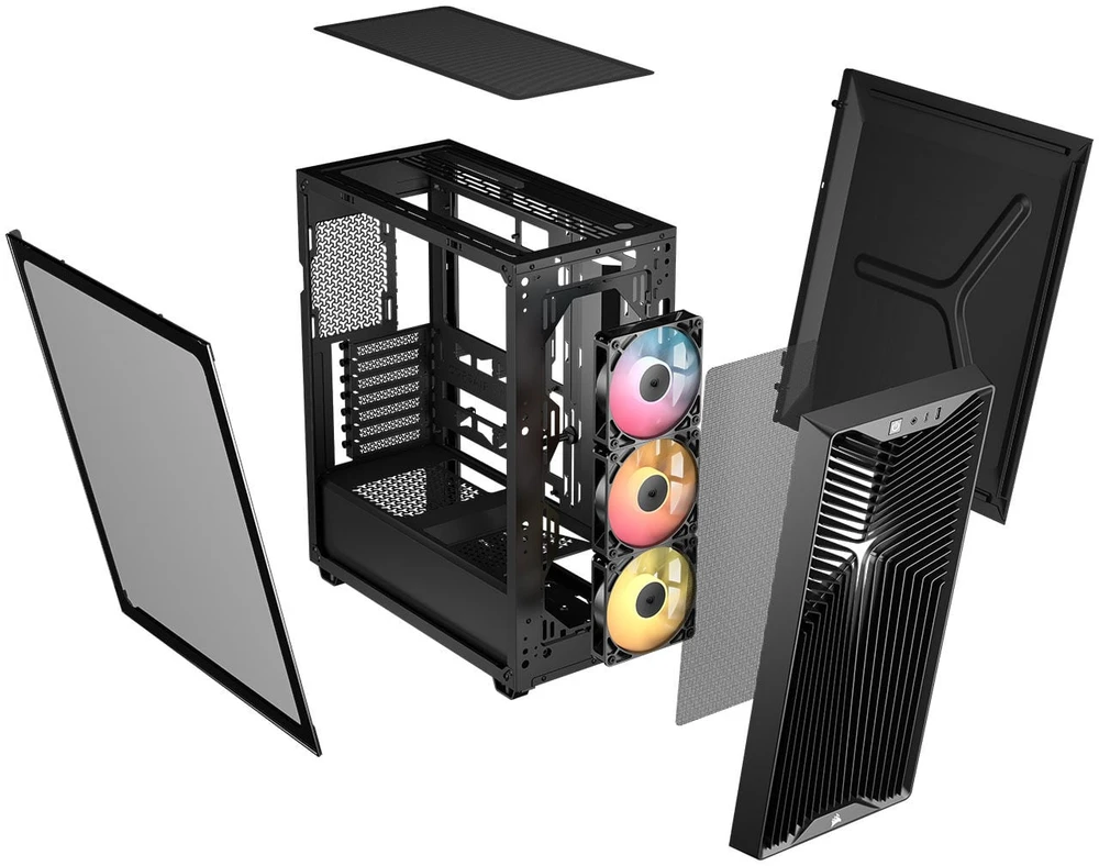 „Corsair 3200D RS ARGB“ kompiuterio korpusas, „Midi-Tower“, ATX, grūdintas stiklas - juodas