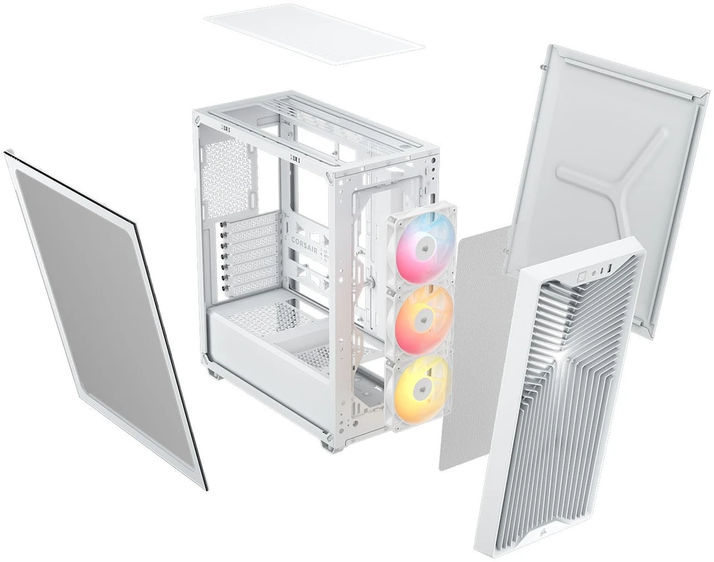 Corsair 3200D RS ARGB kompiuterio korpusas, Midi-Tower, ATX, grūdintas stiklas - baltas