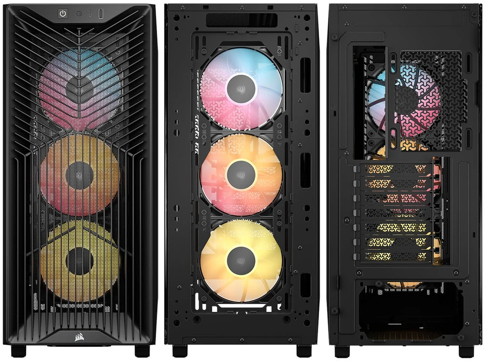 „Corsair 3200D RS ARGB“ kompiuterio korpusas, „Midi-Tower“, ATX, grūdintas stiklas - juodas