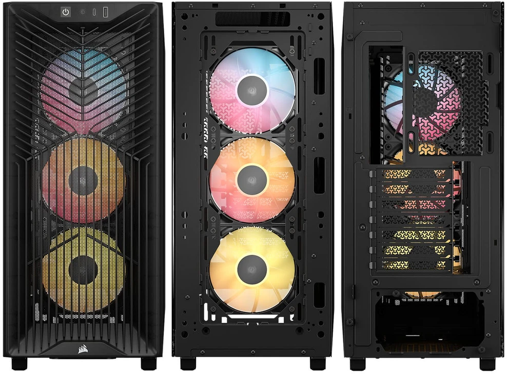 „Corsair 3200D RS ARGB“ korpusas, „Midi-Tower“, ATX, grūdintas stiklas - pilka