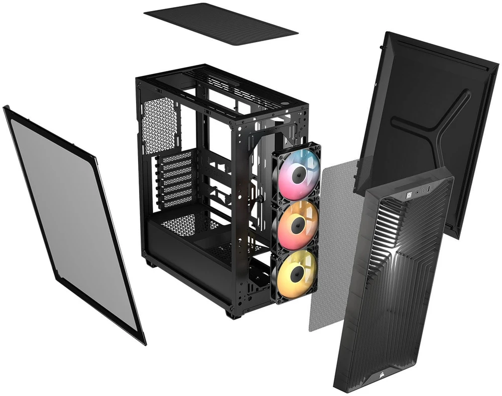 „Corsair 3200D RS ARGB“ korpusas, „Midi-Tower“, ATX, grūdintas stiklas - pilka