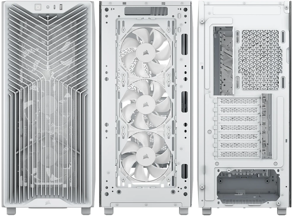 Corsair 3200D RS kompiuterio korpusas, Midi-Tower, ATX, grūdintas stiklas - baltas