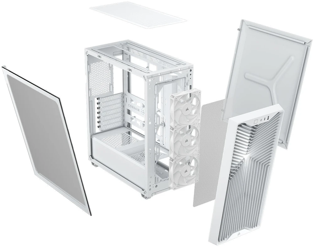 Corsair 3200D RS kompiuterio korpusas, Midi-Tower, ATX, grūdintas stiklas - baltas