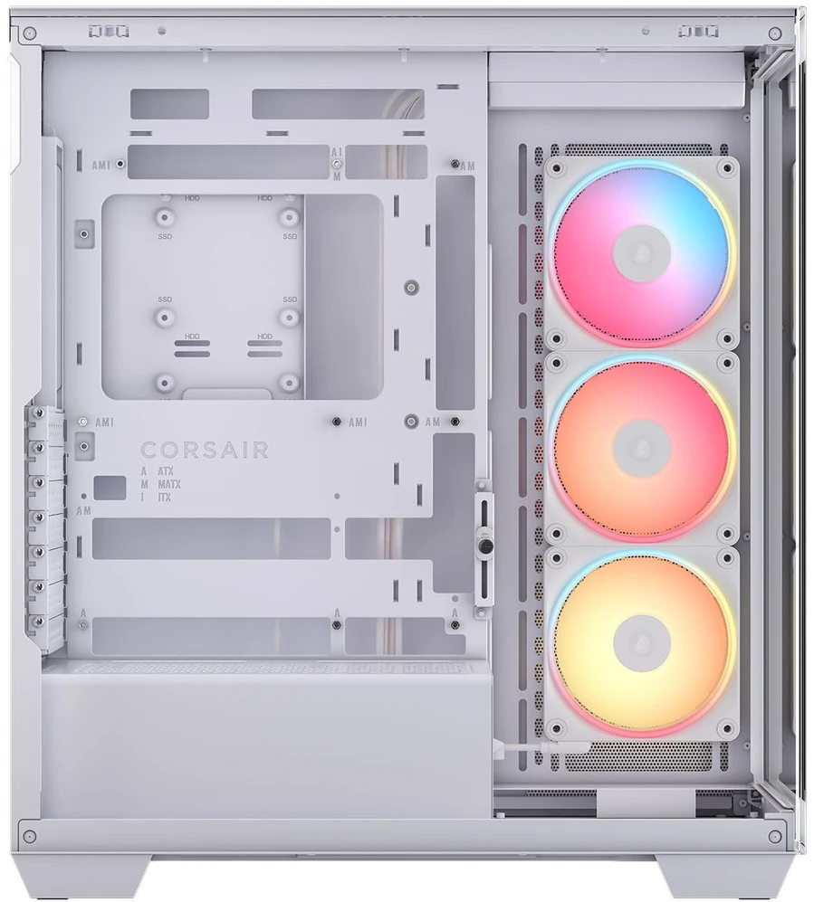 „Corsair 3500X LX-R“ kompiuterio korpusas, vidutinio dydžio bokštas, E-ATX, RGB, grūdintas stiklas · baltas