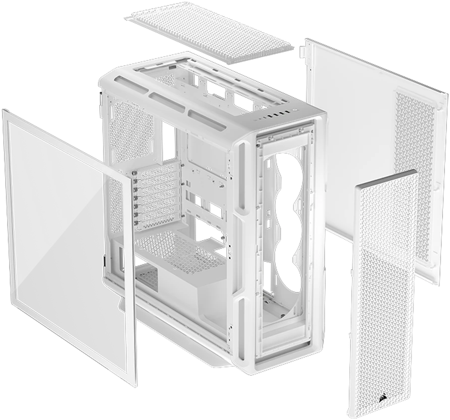 „Corsair 5000T“ kompiuterio korpusas, „Mid Tower“, ATX, grūdintas stiklas - baltas