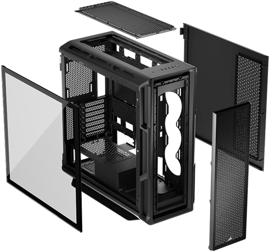 Corsair 5000T kompiuterio korpusas, vidutinio dydžio bokštas, ATX, grūdintas stiklas - Juodas