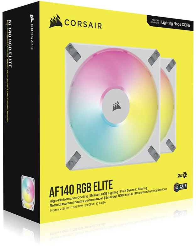 Corsair | 140 mm PWM dviejų ventiliatorių komplektas | iCUE AF140 RGB ELITE | Dėklo ventiliatorius