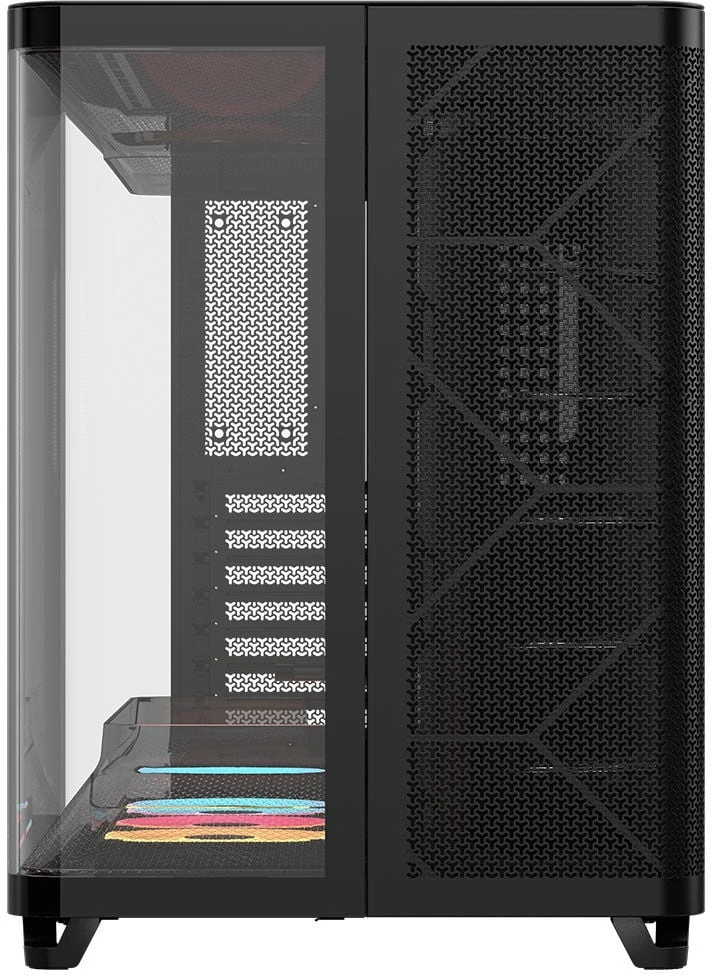 „Corsair AIR 5400 LX-R LINK“ kompiuterio korpusas, vidutinio dydžio bokštas, grūdintas stiklas, RGB ir juodas, komplekte yra 3 x 120 mm ventiliatoriai