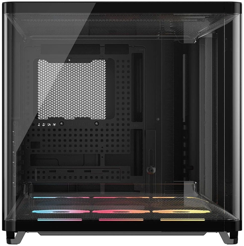 „Corsair AIR 5400 LX-R LINK“ kompiuterio korpusas, vidutinio dydžio bokštas, grūdintas stiklas, RGB ir juodas, komplekte yra 3 x 120 mm ventiliatoriai