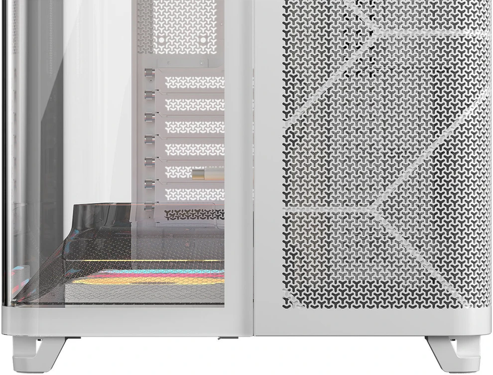 „Corsair AIR 5400 LX-R LINK“ kompiuterio korpusas, vidutinio dydžio bokštas, grūdintas stiklas, RGB®, komplekte yra 3 x 120 mm ventiliatoriai, baltas