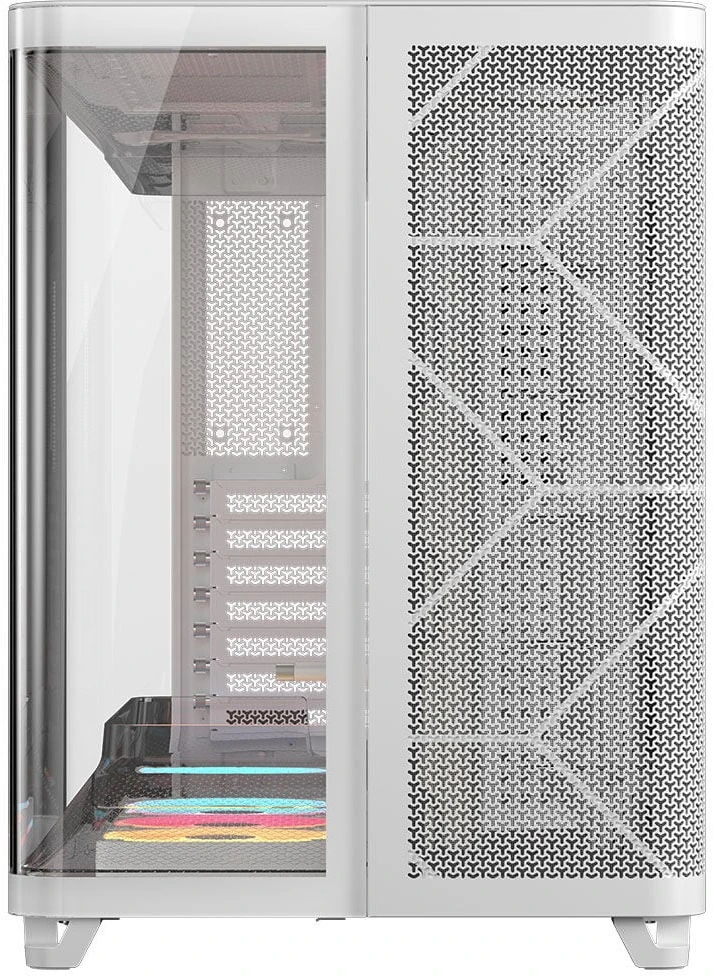 „Corsair AIR 5400 LX-R LINK“ kompiuterio korpusas, vidutinio dydžio bokštas, grūdintas stiklas, RGB®, komplekte yra 3 x 120 mm ventiliatoriai, baltas