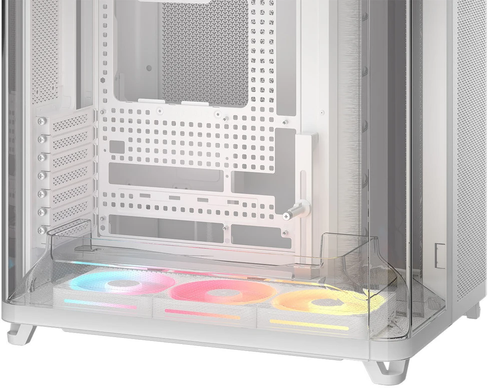 „Corsair AIR 5400 LX-R LINK“ kompiuterio korpusas, vidutinio dydžio bokštas, grūdintas stiklas, RGB®, komplekte yra 3 x 120 mm ventiliatoriai, baltas