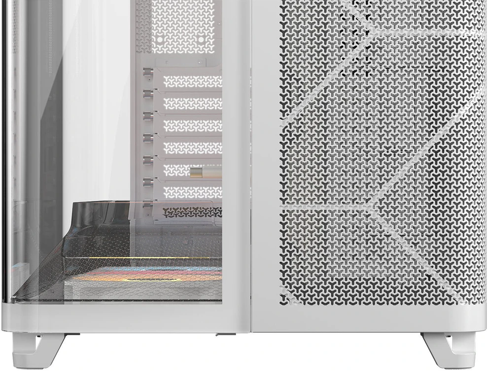 „Corsair AIR 5400 RS-R ARGB“ kompiuterio korpusas, MIDI bokštas, grūdintas stiklas, RGB ir baltos spalvos, komplekte 2 x 120 mm ventiliatoriai