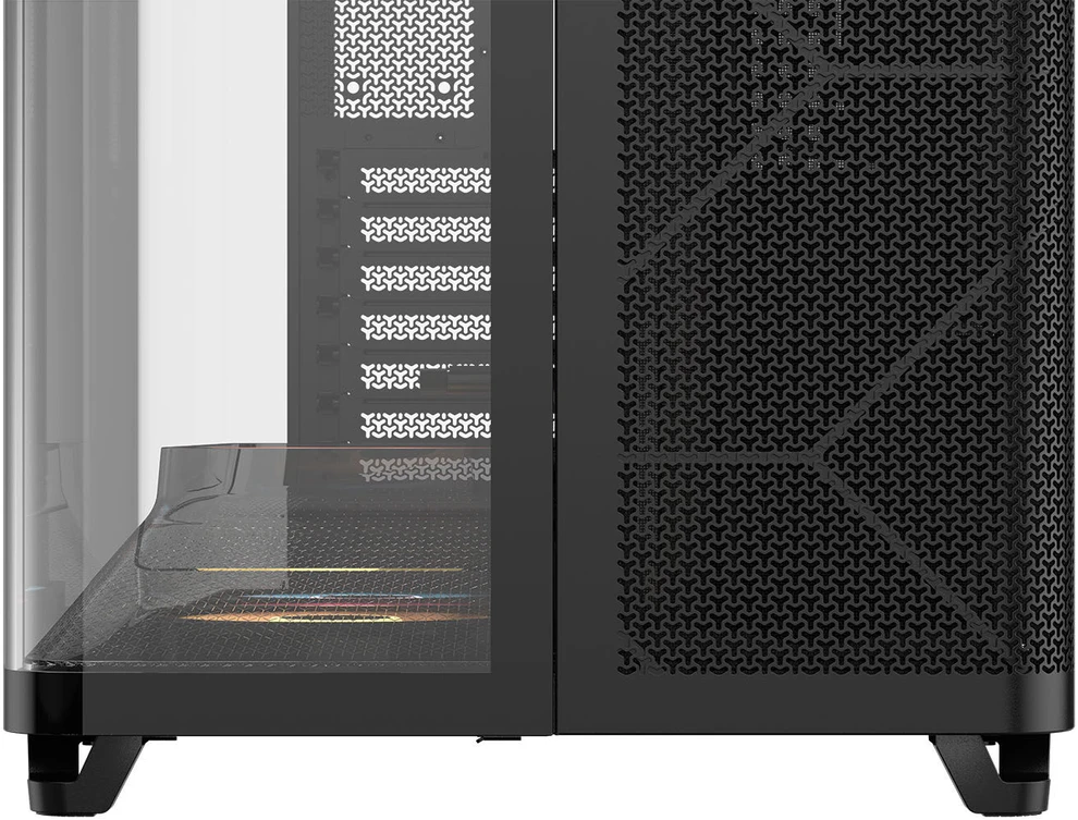 „Corsair AIR 5400 RS-R ARGB“ korpusas, vidutinio dydžio bokštas, grūdintas stiklas, RGB ir juodas, komplekte yra 3 x 120 mm ventiliatoriai
