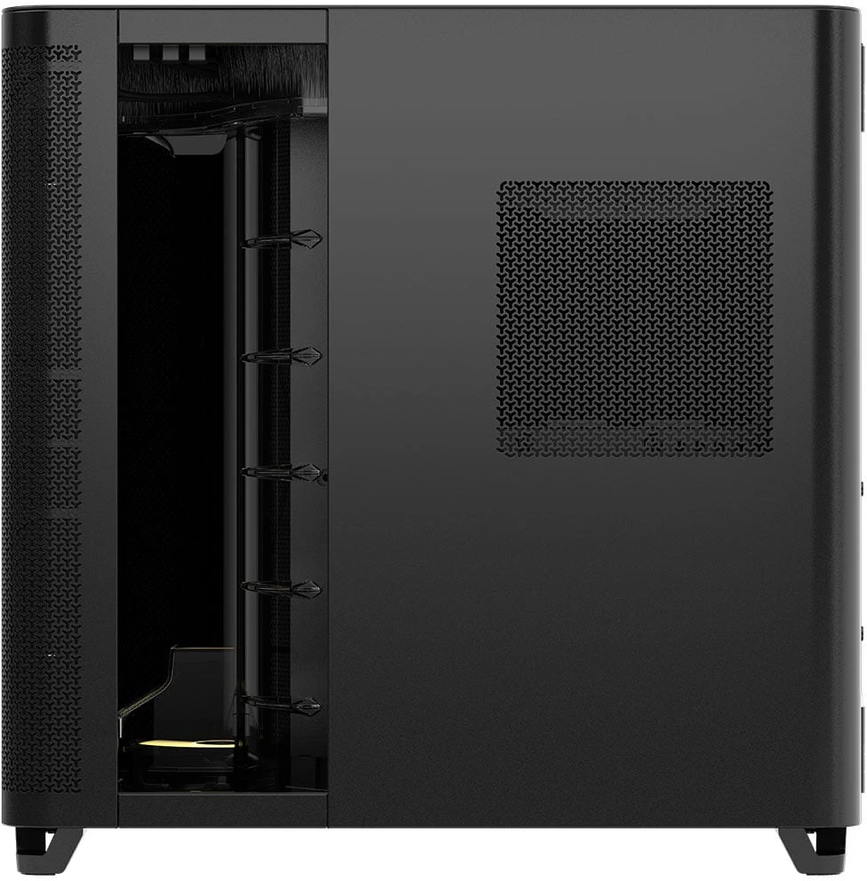 „Corsair AIR 5400 RS-R ARGB“ korpusas, vidutinio dydžio bokštas, grūdintas stiklas, RGB ir juodas, komplekte yra 3 x 120 mm ventiliatoriai
