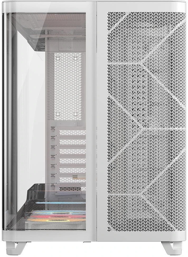 „Corsair AIR 5400 RS-R ARGB“ kompiuterio korpusas, MIDI bokštas, grūdintas stiklas, RGB ir baltos spalvos, komplekte 2 x 120 mm ventiliatoriai