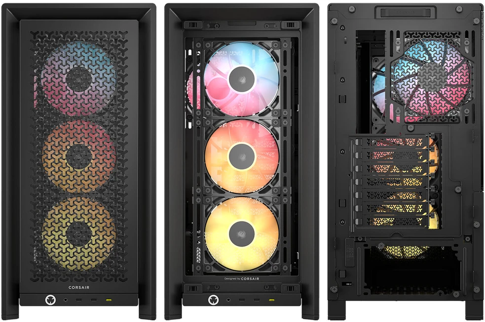 CORSAIR FRAME 4000D LCD RS kompiuterio korpusas, vidutinio dydžio bokštas, ATX, ARGB, grūdintas stiklas – Juodas