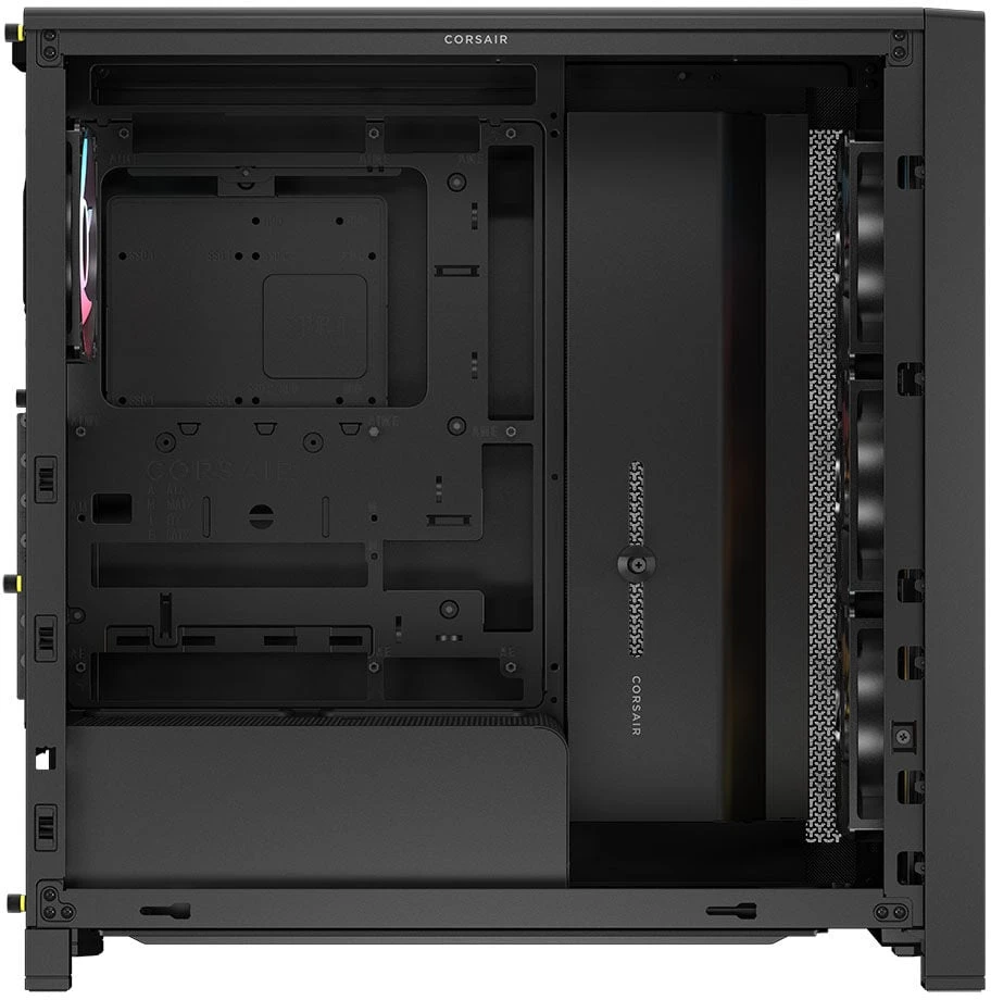 CORSAIR FRAME 4000D LCD RS kompiuterio korpusas, vidutinio dydžio bokštas, ATX, ARGB, grūdintas stiklas – Juodas