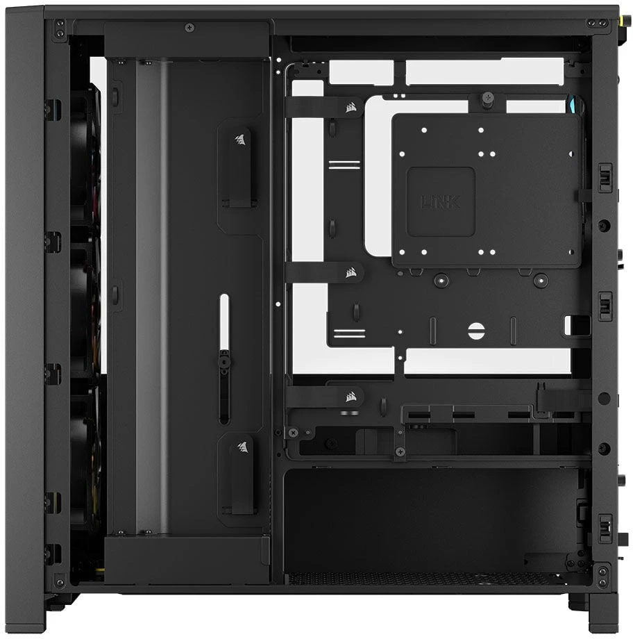 CORSAIR FRAME 4000D LCD RS kompiuterio korpusas, vidutinio dydžio bokštas, ATX, ARGB, grūdintas stiklas – Juodas