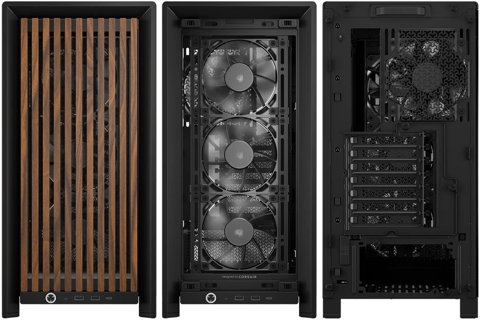 Corsair FRAME 4000D RS medinis kompiuterio korpusas, Midi-Tower, E-ATX - medinis, juodas