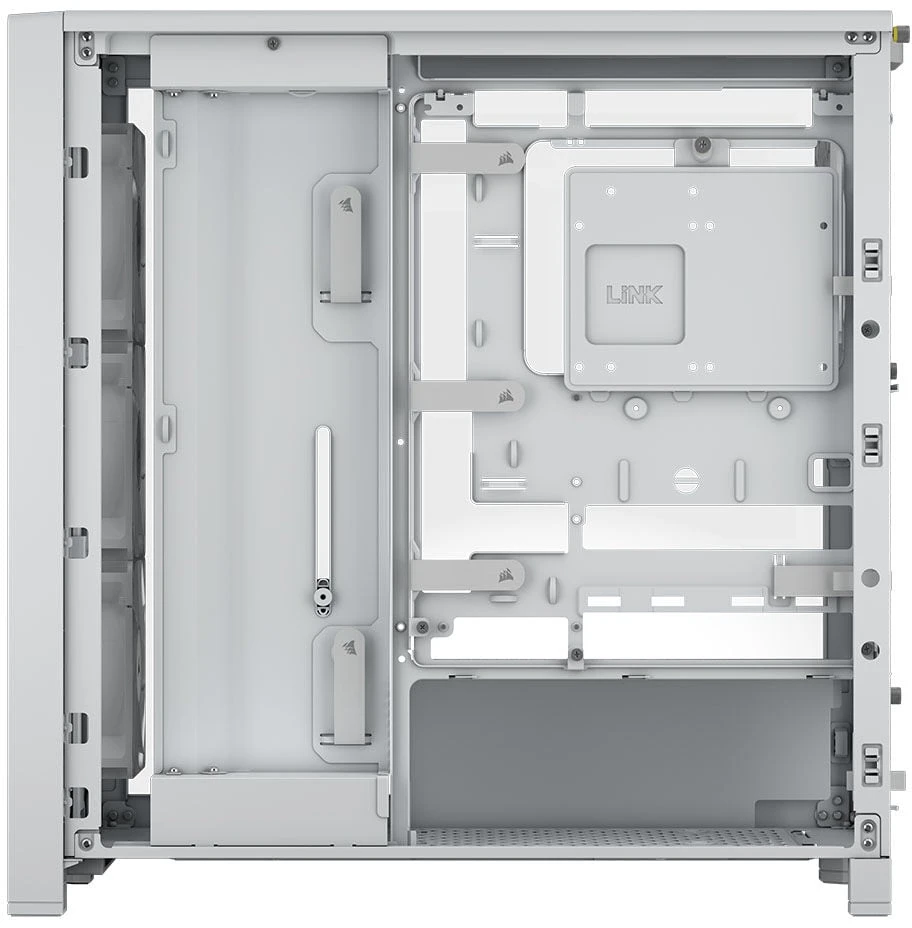 „Corsair FRAME 4000D RS“ medinis kompiuterio korpusas, „Midi-Tower“, E-ATX, medinis, baltas