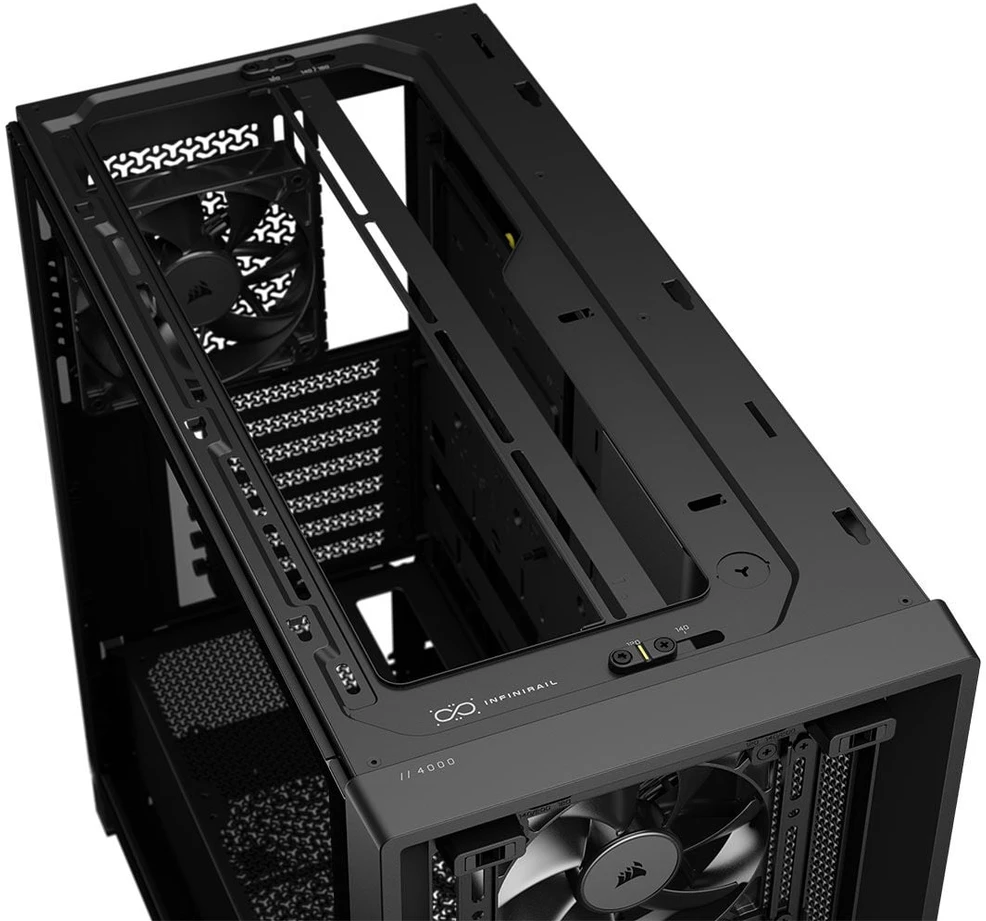 „Corsair FRAME 4000X RS“ kompiuterio korpusas, „Midi-Tower“, E-ATX - 4x RS120 ventiliatoriai, juodas