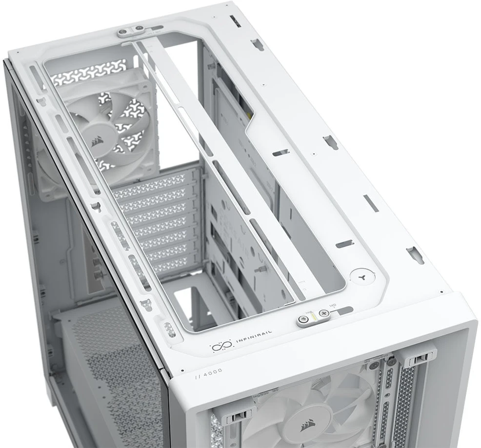 „Corsair FRAME 4000X RS“ kompiuterio korpusas, „Midi-Tower“, E-ATX - 4x RS120 ventiliatoriai, baltas