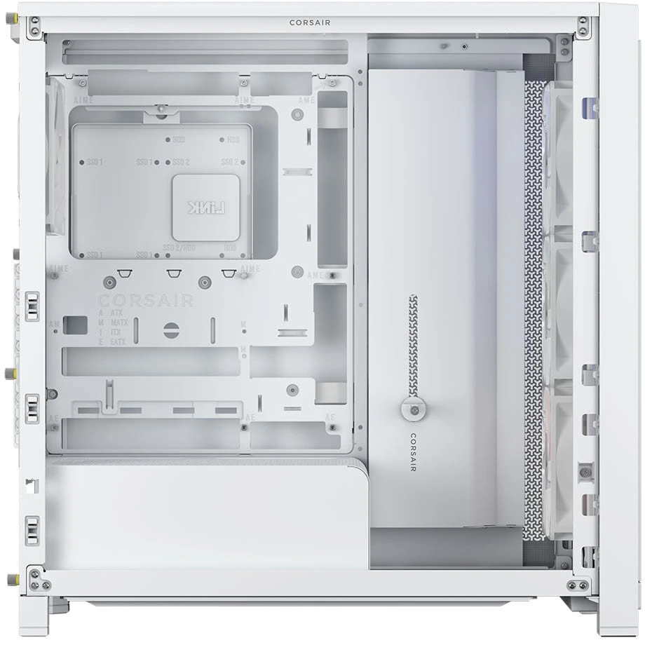 „Corsair FRAME 4000X RS“ kompiuterio korpusas, „Midi-Tower“, E-ATX - 4x RS120 ventiliatoriai, baltas