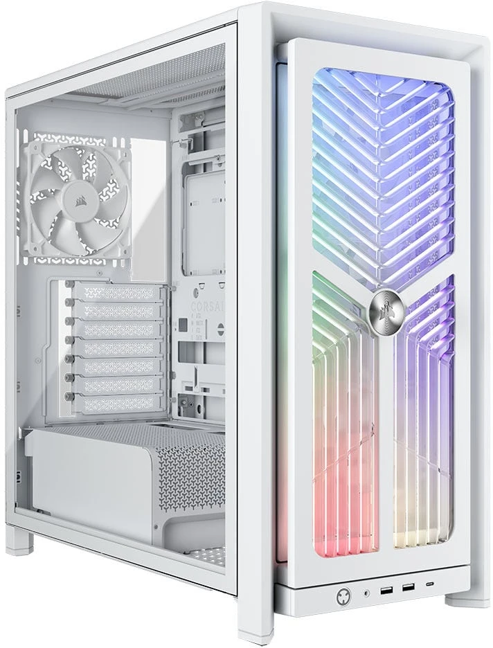 „Corsair FRAME 4000X RS“ kompiuterio korpusas, „Midi-Tower“, E-ATX - 4x RS120 ventiliatoriai, baltas