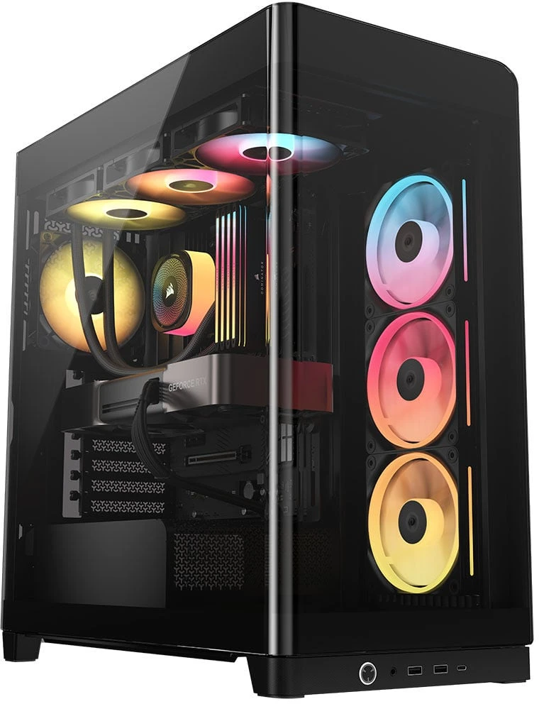 „Corsair FRAME 4500X LX-R RGB“ kompiuterio korpusas, „Mid-Tower“, E-ATX, grūdintas stiklas – Juodas