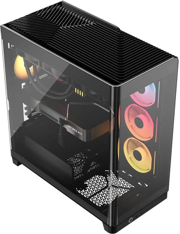„Corsair FRAME 4500X LX-R RGB“ kompiuterio korpusas, „Mid-Tower“, E-ATX, grūdintas stiklas – Juodas
