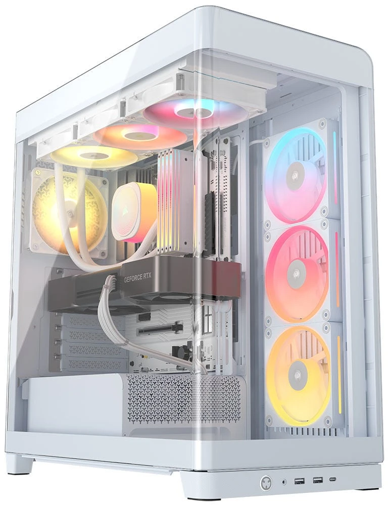 „Corsair FRAME 4500X LX-R RGB“ kompiuterio korpusas, vidutinio dydžio bokštas, E-ATX, grūdintas stiklas – Baltas
