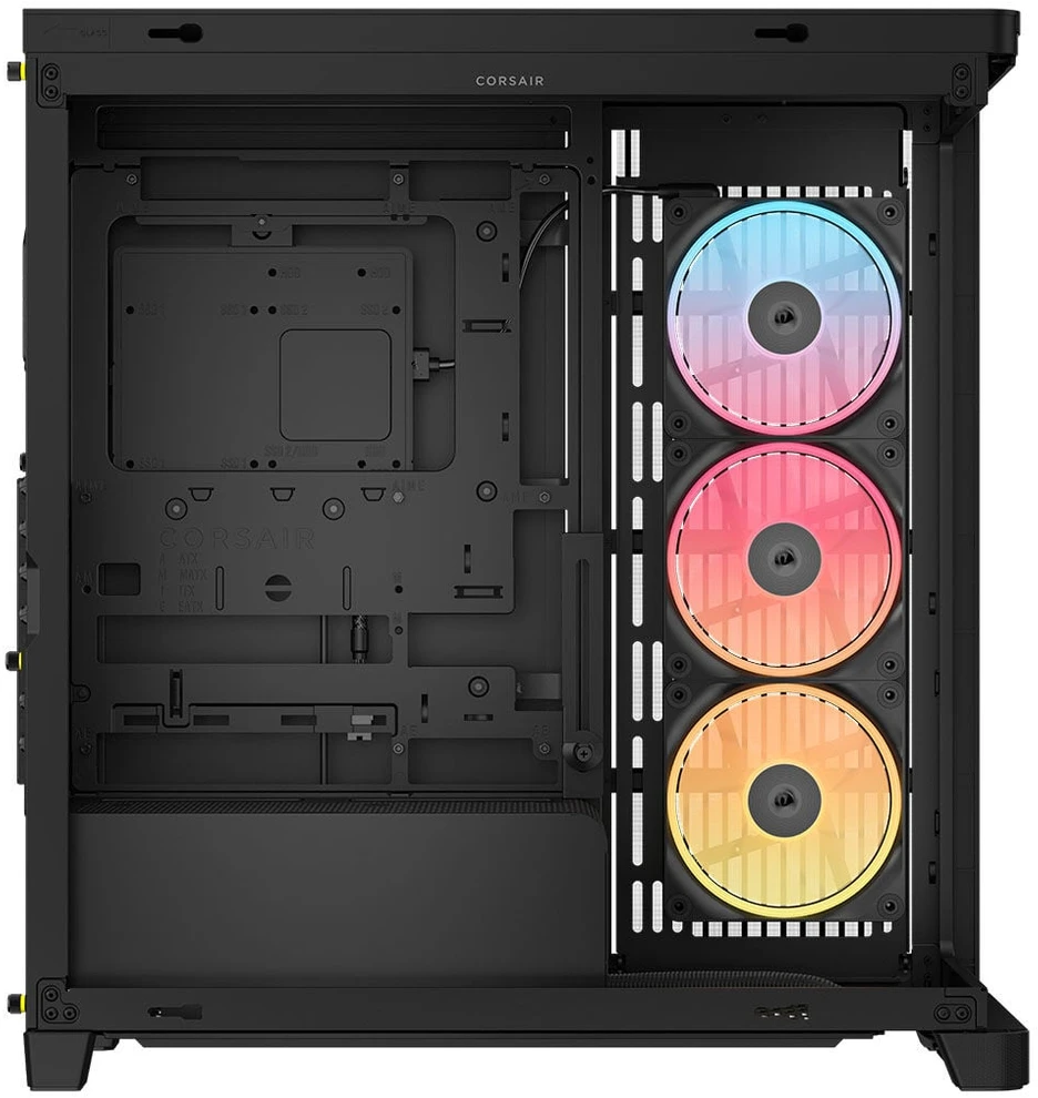 „Corsair FRAME 4500X LX-R RGB“ kompiuterio korpusas, „Mid-Tower“, E-ATX, grūdintas stiklas – Juodas
