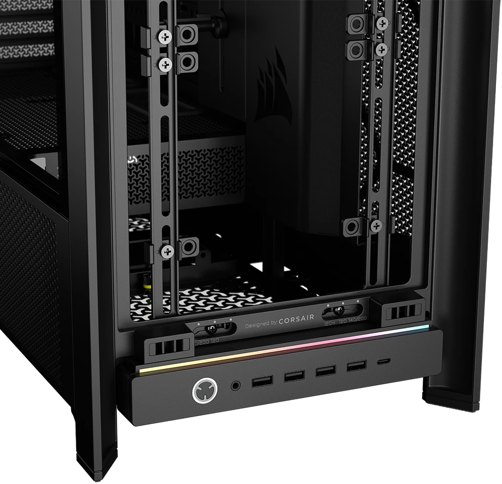 „Corsair Frame 5000D RS ARGB“ korpusas, vidutinio dydžio bokštas, E-ATX, RGB, grūdintas stiklas – Juodas