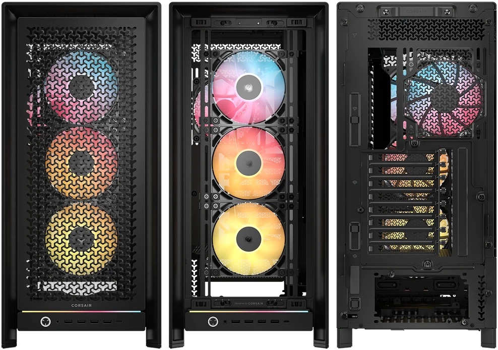 „Corsair Frame 5000D RS ARGB“ korpusas, vidutinio dydžio bokštas, E-ATX, RGB, grūdintas stiklas – Juodas
