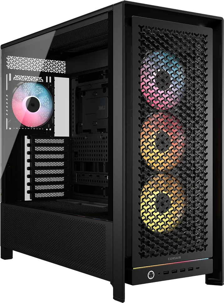 „Corsair Frame 5000D RS ARGB“ korpusas, vidutinio dydžio bokštas, E-ATX, RGB, grūdintas stiklas – Juodas