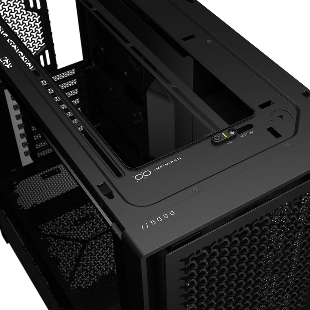 „Corsair Frame 5000D RS ARGB“ korpusas, vidutinio dydžio bokštas, E-ATX, RGB, grūdintas stiklas – Juodas
