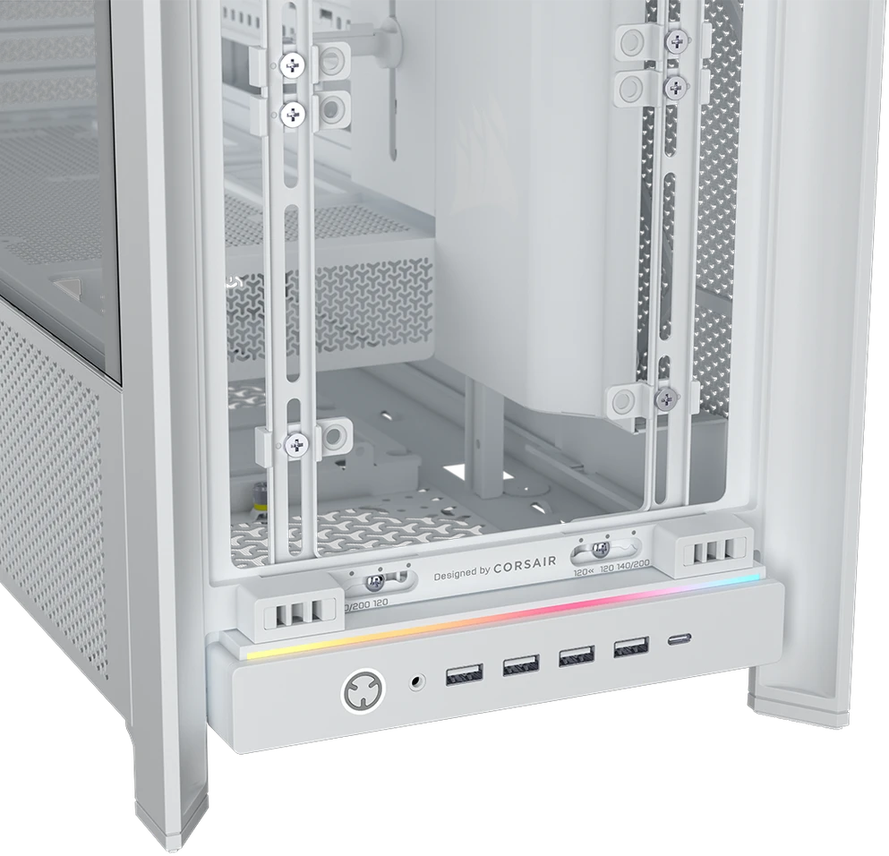 Corsair Frame 5000D RS ARGB PC-kompiuterio korpusas, Midi-Tower, E-ATX, Tempered Glass – baltos spalvos
