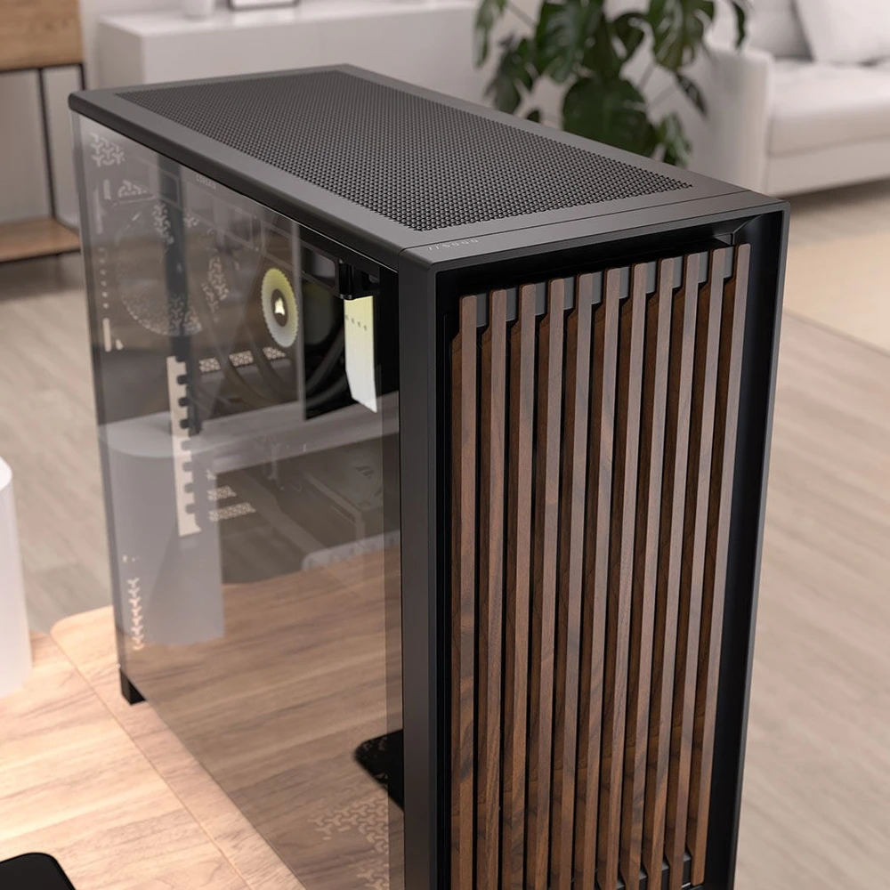 Corsair Microsystems Corsair FRAME 5000D WOOD RS, Midi Tower, PC, Juoda, Riešutas, ATX, EATX, micro ATX, Mini-ITX, Plastikas, Plienas, Grūdintas stiklas, Žaidimams