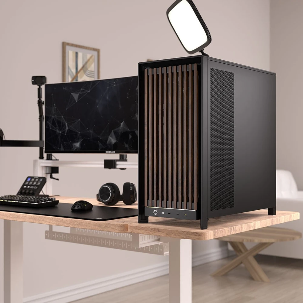 Corsair Microsystems Corsair FRAME 5000D WOOD RS, Midi Tower, PC, Juoda, Riešutas, ATX, EATX, micro ATX, Mini-ITX, Plastikas, Plienas, Grūdintas stiklas, Žaidimams