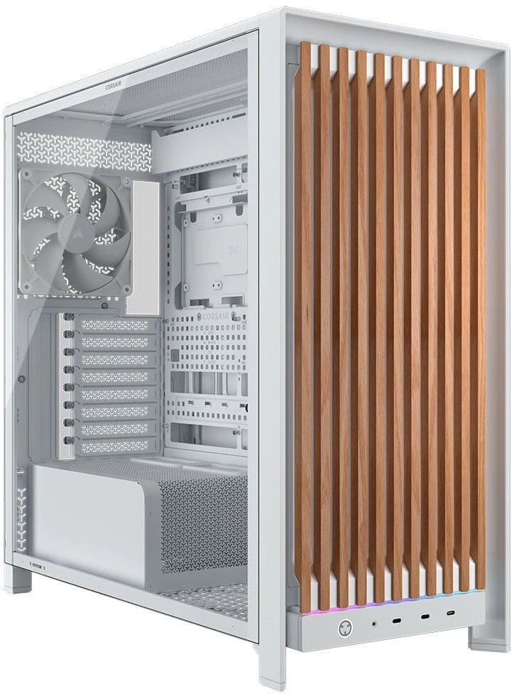 Corsair Microsystems Corsair FRAME 5000D WOOD RS, Midi Tower korpusas, PC, Riešutas, Balta, ATX, EATX, micro ATX, Mini-ITX, Plastikas, Plienas, Grūdintas stiklas, Žaidimams