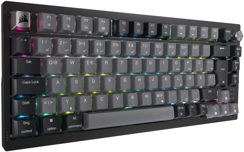 Corsair Gaming K65 Plus Wireless 75% RGB Klaviatūra žaidimams, MLX Raudonas - juodas, pilka