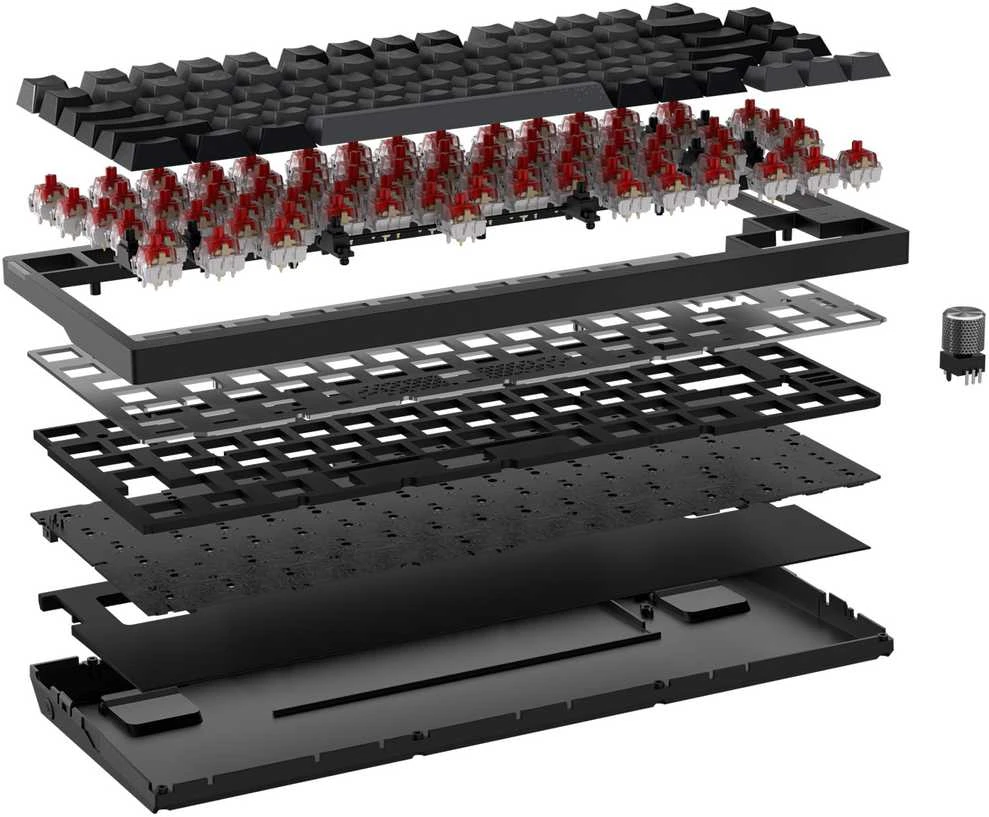 Corsair Gaming K65 Plus Wireless 75% RGB Klaviatūra žaidimams, MLX Raudonas - juodas, pilka