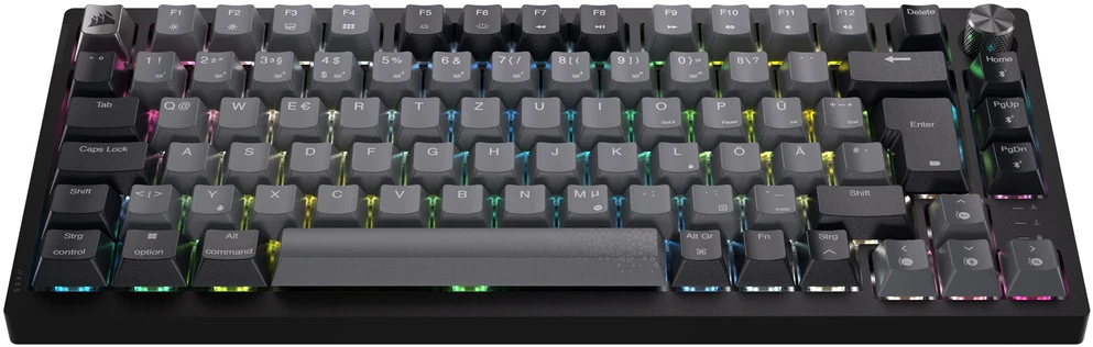 Corsair Gaming K65 Plus Wireless 75% RGB Klaviatūra žaidimams, MLX Raudonas - juodas, pilka
