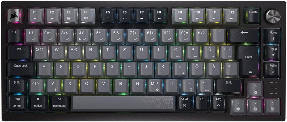 Corsair Gaming K65 Plus Wireless 75% RGB Klaviatūra žaidimams, MLX Raudonas - juodas, pilka