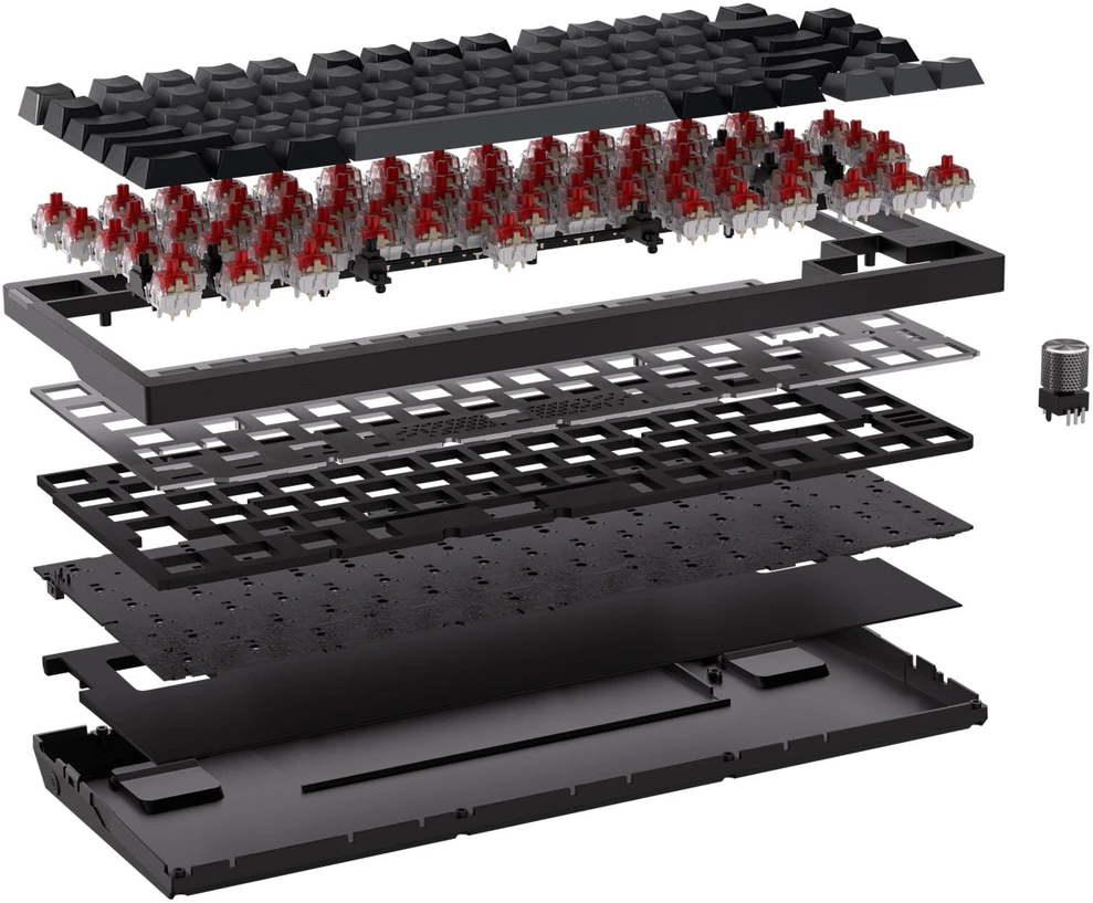 Corsair Gaming K65 Plus Wireless 75% RGB Klaviatūra žaidimams, MLX Raudonas - juodas, pilka