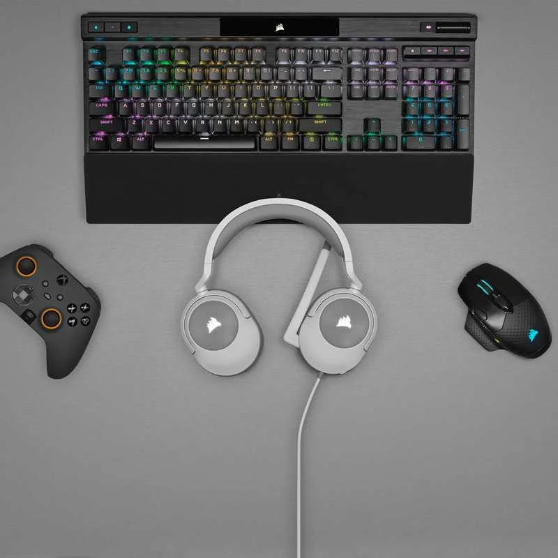 Corsair HS55 žaidimų ausinės, su laidu, su mikrofonu, Baltos