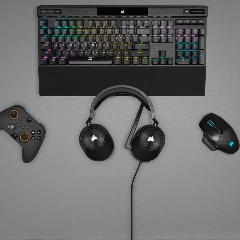 Žaidimų ausinės Corsair HS55 Surround Headset Carbon, Juodos